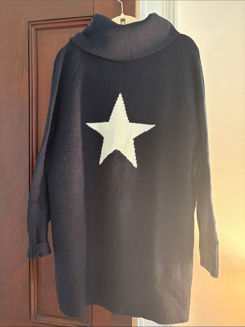 Women's Navy Cowl Neck Star Sweater